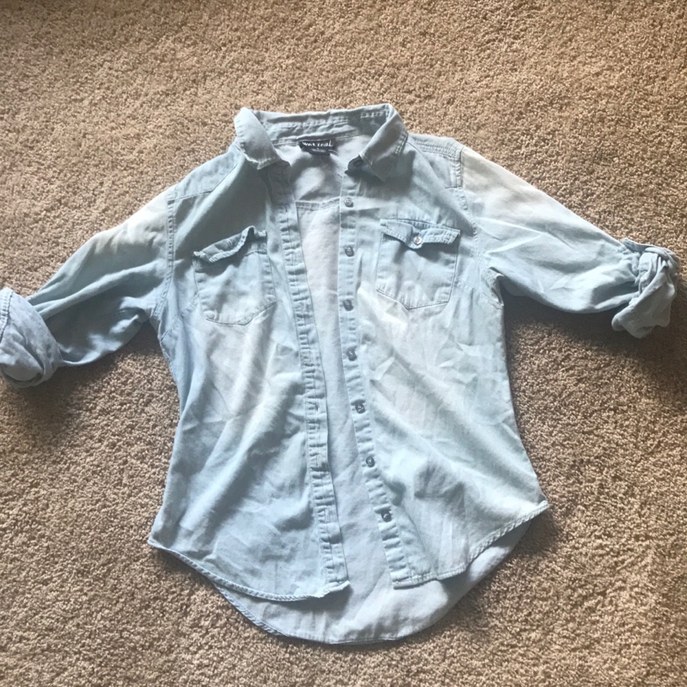 Light wash denim button up